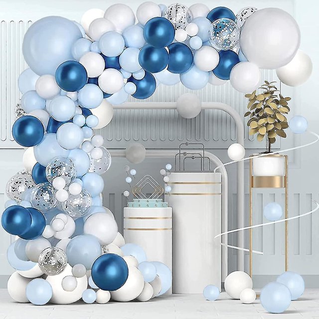 Kit de arco de guirnalda de globos azules YONGSHENG 104 piezas con globos de confeti para fiesta de cumpleaños de niños