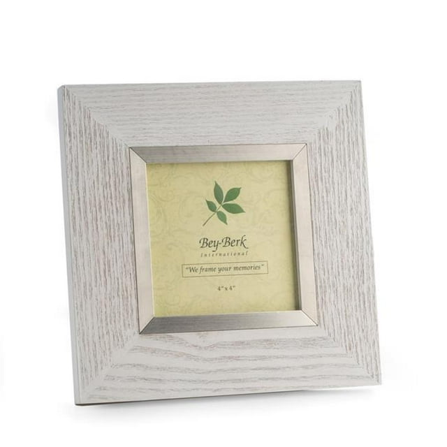 Bey-Berk International WF228-04 4 x 4 in. Rustic Picture Frame with Easel Back - White