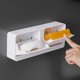 thumbnail image 3 of Soporte de esponja montado en la pared blanco, escurridor de esponja, soporte para caja de almacenamiento, bandeja de almacenamiento de platos para baño, ahorra espacio (Dou, 3 of 5