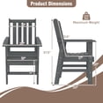 thumbnail image 3 of Gymax Patio Dining Chairs Set of 2 w/Wide Armrests Curved Seat Wood Grain for Backyard Gray, 3 of 7