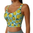 thumbnail image 2 of Gukieu Lemon Print Women's Sports Vest, Low-neck U-shaped Removable Pad Sports Bra for Yoga, Exercise, Dance-, 2 of 8