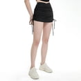 thumbnail image 6 of Summer Sports Skirt Women's High Waist Sexy Mini Short Skirt Elastic Drawstring Folds Yoga Shorts Female-Coffee-XL(60-65kg), 6 of 7
