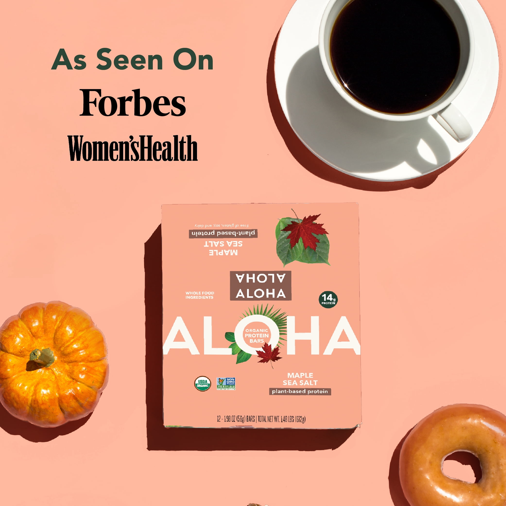 ALOHA, Plant Based Protein Bar, Maple Sea Salt, 14g Protein Pack