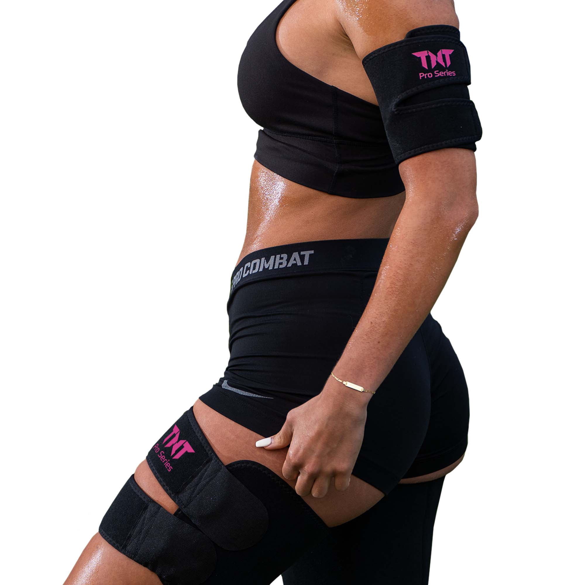 Adjustable Size Increase Heat & Sweat Production Tight Grip Slimming Wraps to Lose Fat & Cellulite DMoose Fitness Arm & Thigh Trimmers for Men & Women Patented D-Ring Fastening System