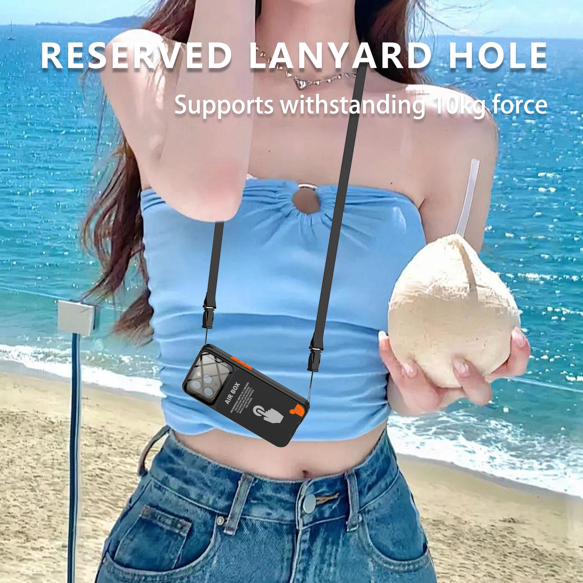 TECH CIRCLE Waterproof iPhone Case,Universal Underwater Phone Pouch Holder Lanyard Dry Bag Beach Travel Essentials Snorkeling Cell Phone Case for iPhone 6.1 inch iPhone 15 14 13 12 Pro Cover,Black