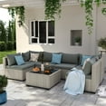 thumbnail image 2 of Amopatio 7 Pieces Patio Conversation Set, Outdoor Sectional PE Rattan Wicker Furniture Seat,GRAY, 2 of 6