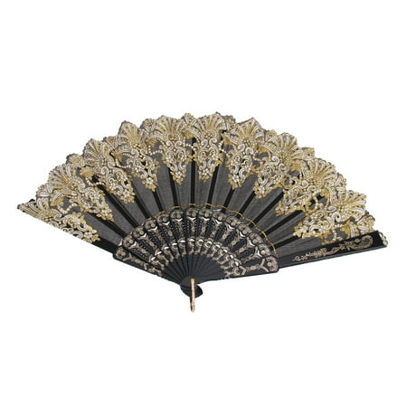 

Tinksky Large Folding Hand Fan Chinese Style Printed Foldable Fan Festival Gift Performance Fan (Black)