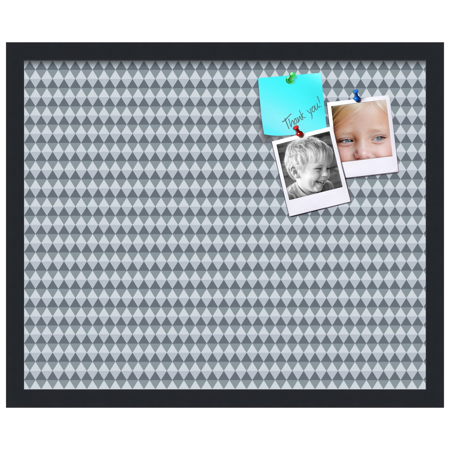 PinPix 22x18 Custom Cork Bulletin Board Grey - Blue Diamond Poster Board Has a Fabric Style Canvas Finish, Framed in Grey - Blue Diamond, by ArtToFrames (PinPix-227)