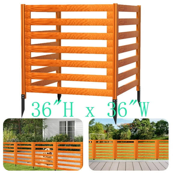 3-Panel Outdoor Wood Privacy Screens, 36'' H X 36" W Air Conditioner Fence, No Dig Privacy Fence with Metal Stakes, Outside Trash Can Pool Equipment Enclosure Panels for Patio