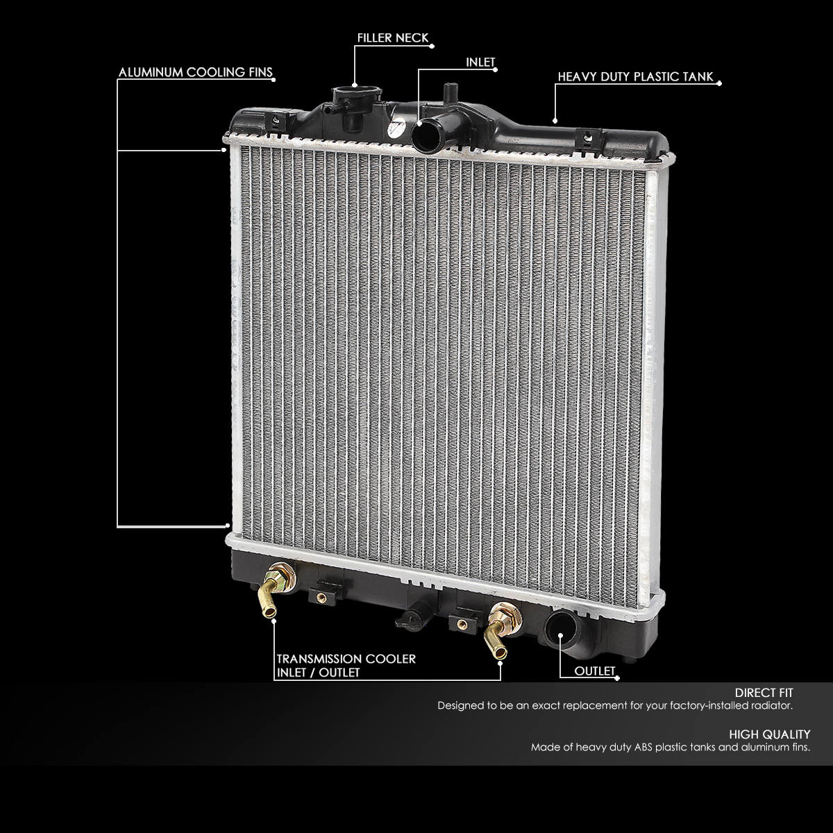 DNA Motoring OEM-RA-1290 Aluminum Radiator For 1992-2000 Honda Civic 93-97 Del Sol AT 94 95 96 98 99