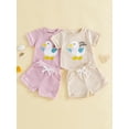 thumbnail image 3 of BemeyourBBs Newborn Baby Girl Silly Goose Outfit Infant Baby Girls Summer 2 Piece Outfits Goose Embroidery Short Sleeve Waffled Romper Tops and Solid Pockets Shorts Clothes Set, 3 of 9