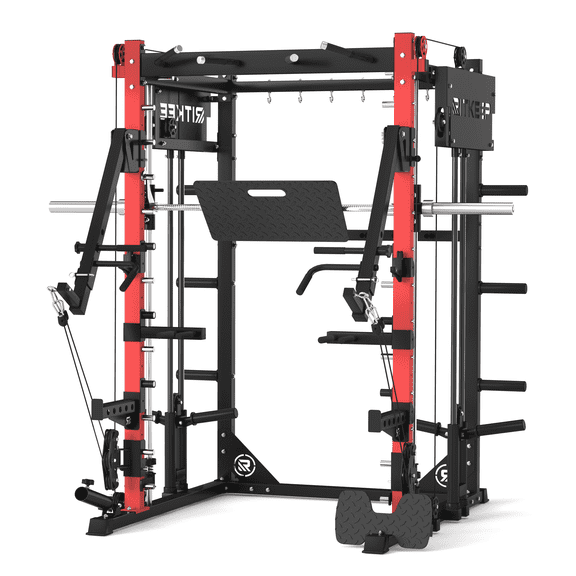 RitKeep Fitness Smith Machine PMAX-4750 1800lbs Capacity with Jammer Arms and Leg Press Board