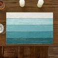 thumbnail image 2 of Farmhouse Ombre Turquoise Wood Placemats Set of 6 Washable Table Mats for Kitchen Dining Table, Heat-Resistant Cotton Linen Place Mats for Indoor Outdoor Parties Holiday Decoration, Rustic Retro Barn, 2 of 6