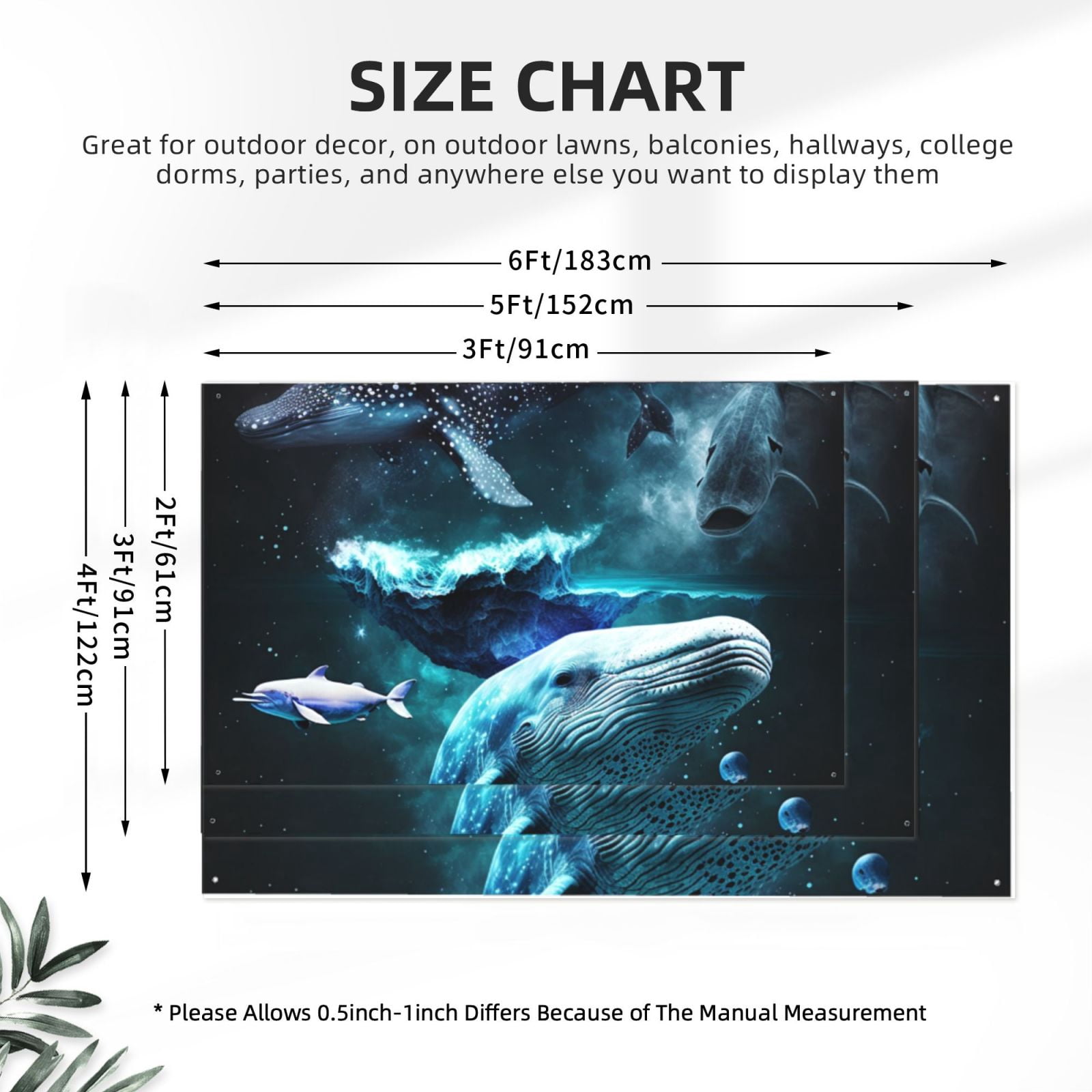 Ocean Dolphin Beluga Whale Shark Galaxy Four Hole Decorated Banner Flag for Garden Yard Home Decoration Indoor Outdoor 4x6 Ft