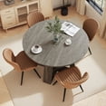 thumbnail image 6 of Hawsaiy Extendable Round to Oval Dining Table Set for 4–6, Space-Saving Wooden Table with Hidden Storage, Expandable Dining Table with Upholstered Chairs(Gray Table+4 Brown Chairs), 6 of 10