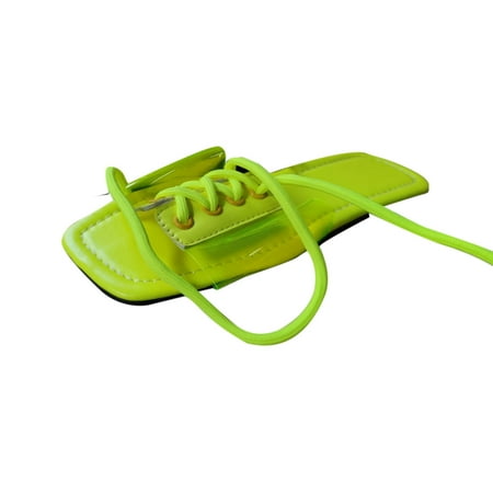

VKEKIEO Women s Shoes Fashion Solid Color Minimalistic Sexy Candy Colors Lace Flat Slippers Sandals