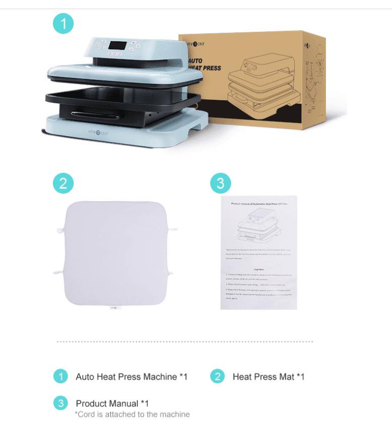 HTVRONT 15" x 15" T-shirt Automatic Heat Press Machine for Transfer,Sublimation,Vinyl DIY, 1500w Automatic