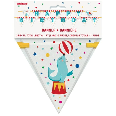 Circus Carnival Happy Birthday Banner, 11 ft, 2pc
