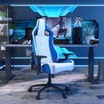 thumbnail image 3 of Furniture of America Ilinn Faux Leather Gaming Chair, White, Blue, 3 of 5