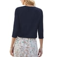 thumbnail image 6 of Uvplove Women's Cropped V-Neck Knit Cardigan Button Lightweight Soft Hollowed-Out Textured Shrug,Navy Blue,XL, 6 of 6