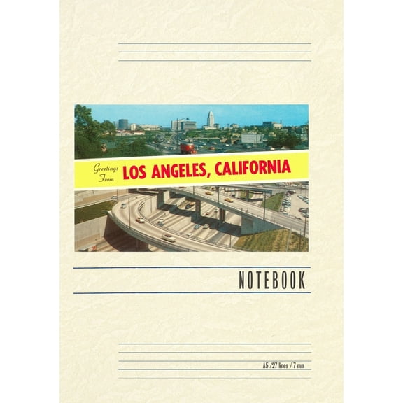 Vintage Lined Notebook Greetings from Los Angeles, California, (Paperback)