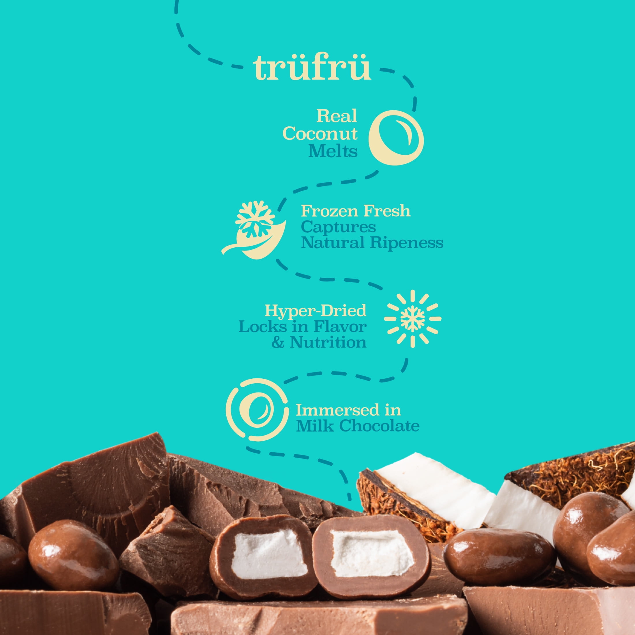 Tru Fru Real Coconut Melts Hyper-Dried Fresh in Milk Chocolate (4.2oz)