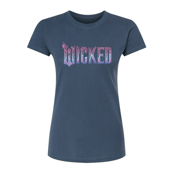 Wicked: Part 2 -  Floral Ombre Logo - Juniors Fitted Short Sleeve Graphic T-Shirt