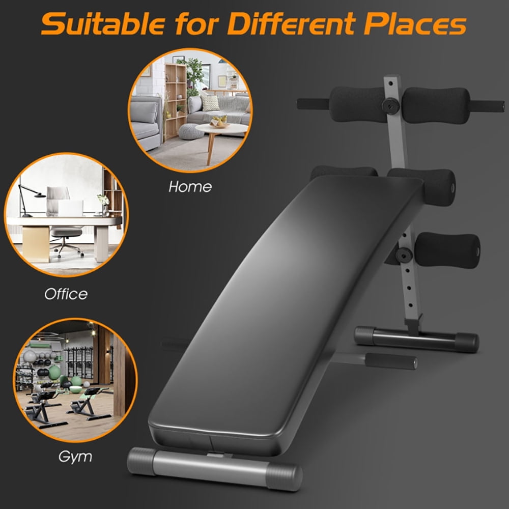 Resenkos Strength Training Sit Up Gym Bench, Hyper Back Extension Exercise Home Workouts,Adjustable Arc-Shaped Decline Weight Bench