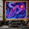 thumbnail image 6 of Serpentine Dragon in Turbulent Neon Water, Mystical Retro Futuristic Fantasy Art for Sci-Fi Fans, Digital Wall Decor Graduation Gift Tapestry Wall Hanging for Dorm and Gaming Room, 6 of 7