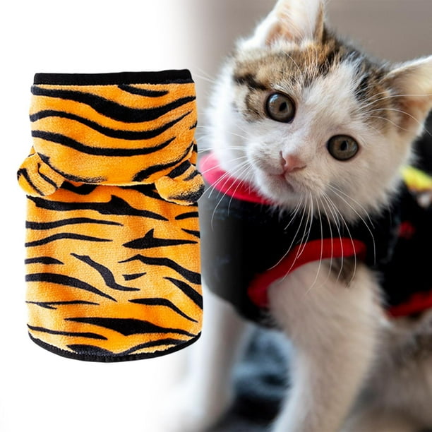 Lindo disfraz de gato, chaqueta para cachorro, traje de transformación de tigre suave, ropa para mascotas, ropa cálida para perros, gatos, cachorros, XS
