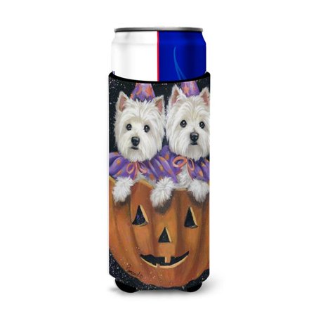 

Carolines Treasures PPP3205MUK 12 oz Westie Halloween Pumpkin Ride Ultra Hugger for Slim Cans