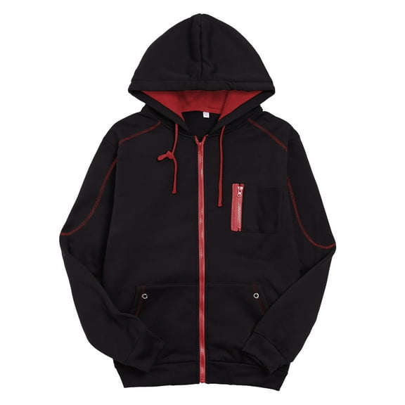 TBWNWG Men Sweatshirts,Mens Autumn And Winter Fashion Casual Solid Color Matching Pocket Thin Velvet Hooded Sweater Coat Jacket,Size 2XL