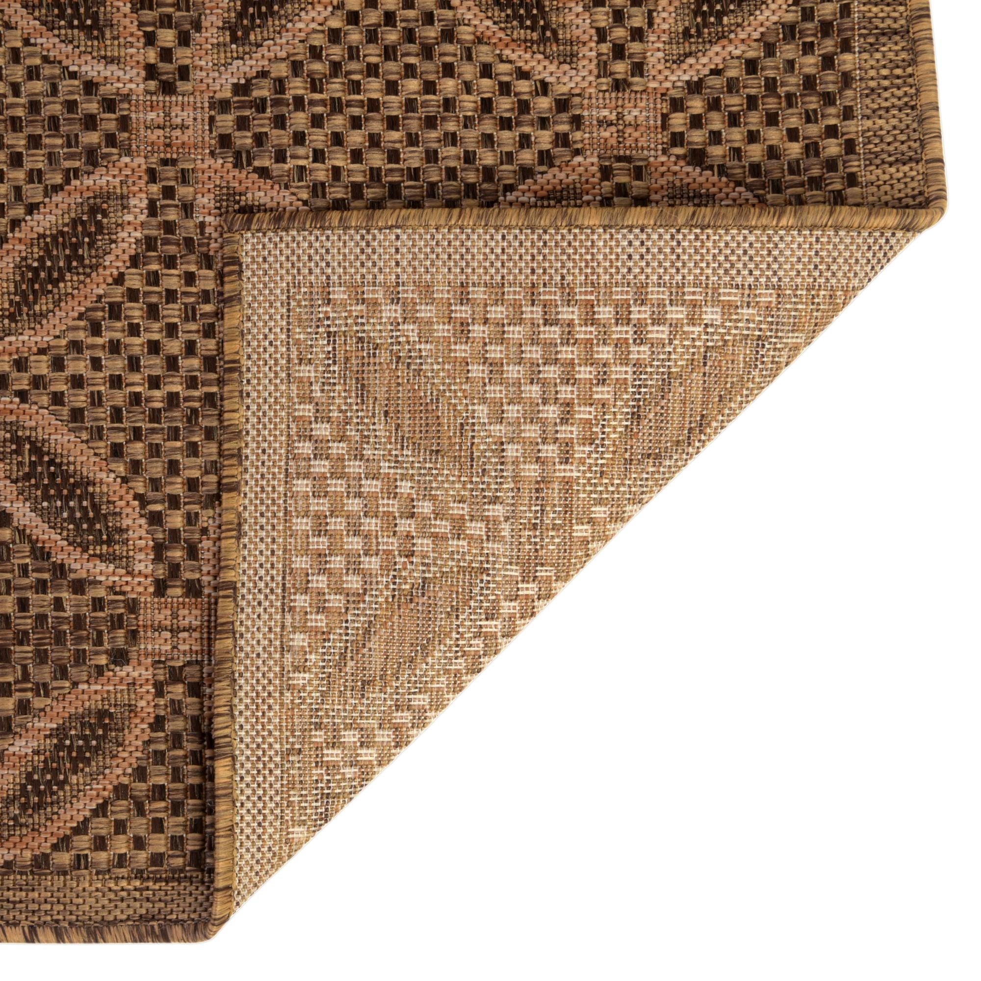 Unique Loom Outdoor Trellis Collection Area Rug - Spiral (4' 1" x 6' 1" Rectangle Light Brown/Brown)