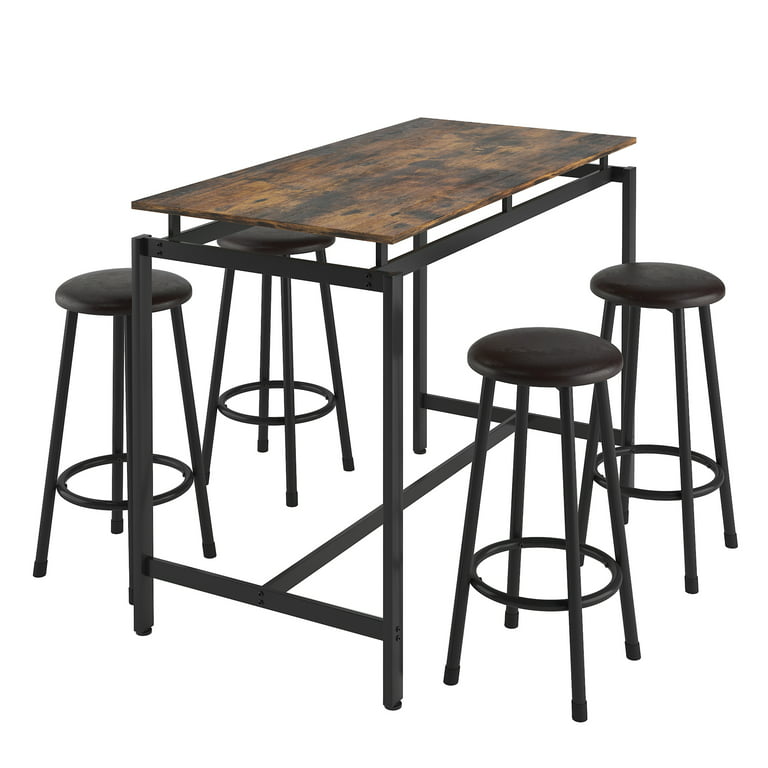 Clearance! Counter Height Table Set of 4, Breakfast Bar Table and Stool  Set, Minimalist Dining Table with Backless Stools, Wood Pub Table & Chair  Set for Kitchen Apartment Bistro - Space Saving