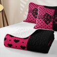thumbnail image 4 of Manfei Cartoon Loves Pattern Quilt King,3D Cartoon Bowknot Print King Coverlet Set,3 Pieces,1 Bedspread and 2 Pillowcases, 4 of 7