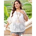 thumbnail image 6 of Cogild Women’s Plus Size Floral Crochet Top Hollow Out Crew Neck Dolman Sleeve Loose Knit Cover up & Casual Shirt L–4XL, 6 of 7