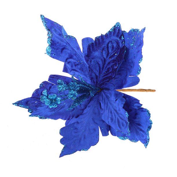 Poinsettia Fake Floral Christmas Flower Plastic DIY Garden Velvet