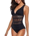 thumbnail image 2 of Women's One Piece Swimsuits solid color Push Up Bandage Padded Tankini Swimwear Bathing Suit Bikini Set, 2 of 6