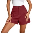 thumbnail image 2 of Hilenly Dressy Casual Shorts for Women High Waisted Summer Lounge Pleated Shorts Elastic Waisted Tailored Work Shorts with Pockets, 2 of 8