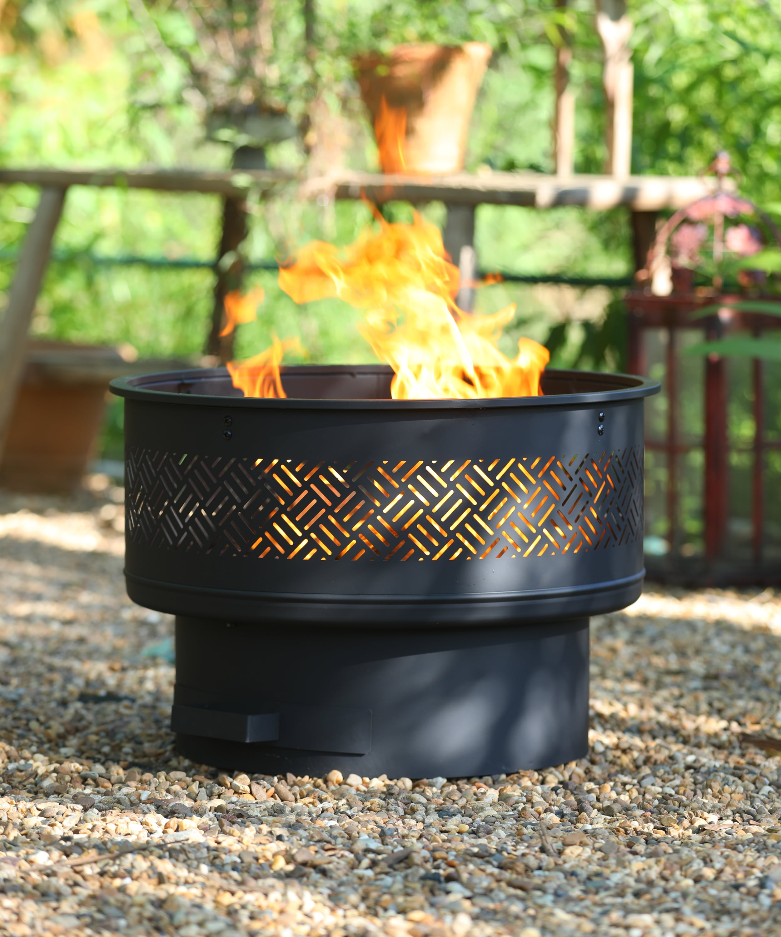 TVOFEK 26 inch Fire Pit Table with BBQ Grill & Lid, Round Wood Burning Firepits for Outside with Fire Poker for Bonfire, Camping, Yards