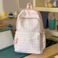 thumbnail image 4 of Polka Dots School Backpack, Multi-layer Backpack with Pendant, Spacious Bag for Shopping Work College, Pink, 4 of 9