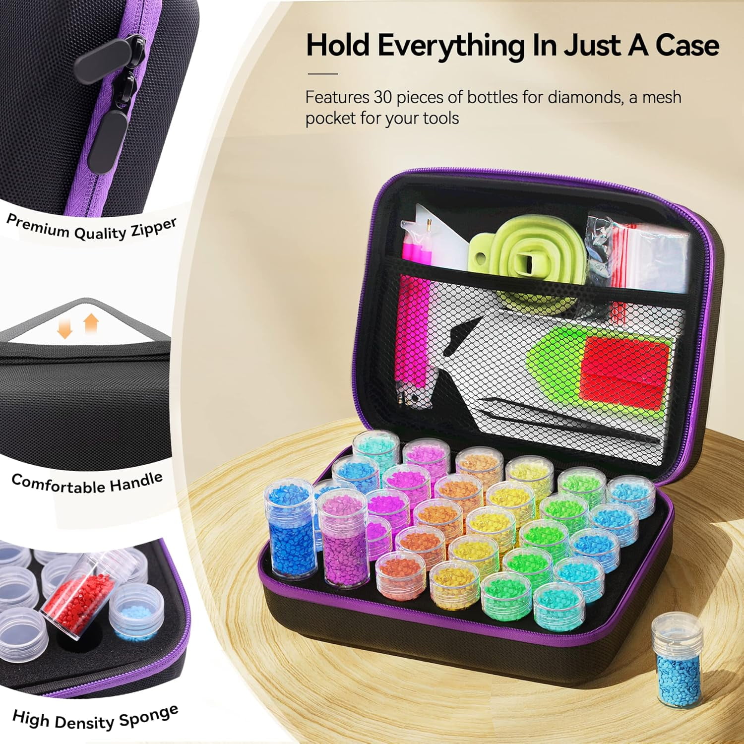 Diamond painting accessory storage box for Diamond Art Kits for Adults, 30 slots for diamond painting, 5D fully embroidered diamond painting