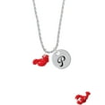 thumbnail image 2 of Delight Jewelry Resin Curved Red Lobster Silvertone Script Initial Disc - P - Charm Necklace, 20"+3", 2 of 4