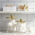 thumbnail image 2 of mDesign Large Plastic Bathroom Apothecary Canister Jar, 2 Pack, Clear/Soft Brass, 2 of 8