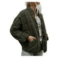 thumbnail image 2 of Lnzyyephy Women Stand Collar Quilted Jackets, Long Sleeve Solid Color Full Zip Padded Jackets, 2 of 9