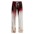 thumbnail image 4 of JULMCOMO Halloween Pajamas Pants for Women Pumpkin Blood Print Drawstring Elastic Waisted Casual Pjs Funny Print Loose Fit Comfy Sleepwear Lounge Pants White L, 4 of 5