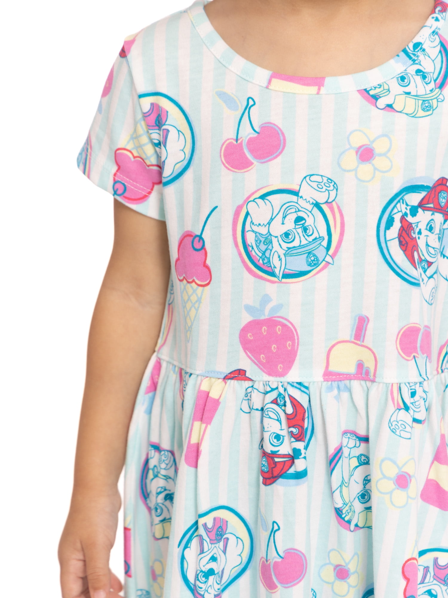 Paw Patrol Toddler Girl Allover Print Dress with Short Sleeves, Sizes 12M-5T