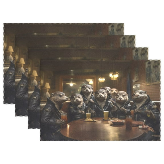 Mouse Drink Lamb Desk 12×18 inch Placemats Heat Resistant Washable Foldable Rectangular Placemats Set Decoration Indoor Outdoor for Kitchen Dining Table 1PC