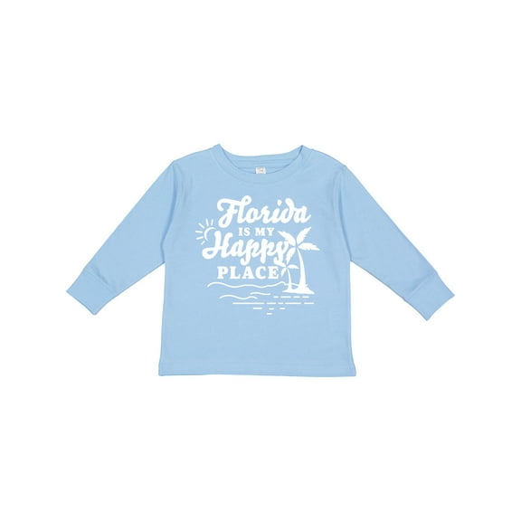 Inktastic Florida is My Happy Place with Palm Trees Boys or Girls Long Sleeve Toddler T-Shirt