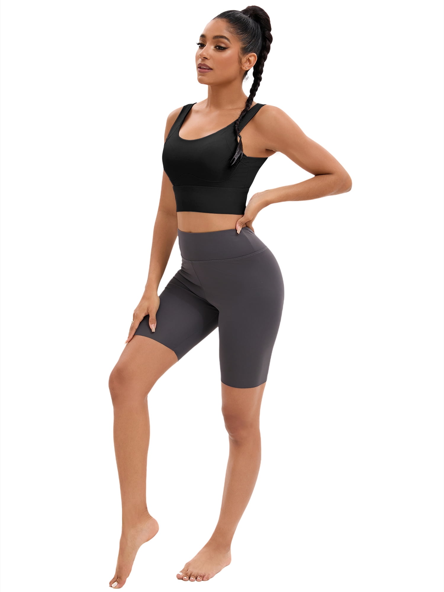 DARING DIVA Full Coverage V-Back Workout Bras Comfort Sports Bras XL Black